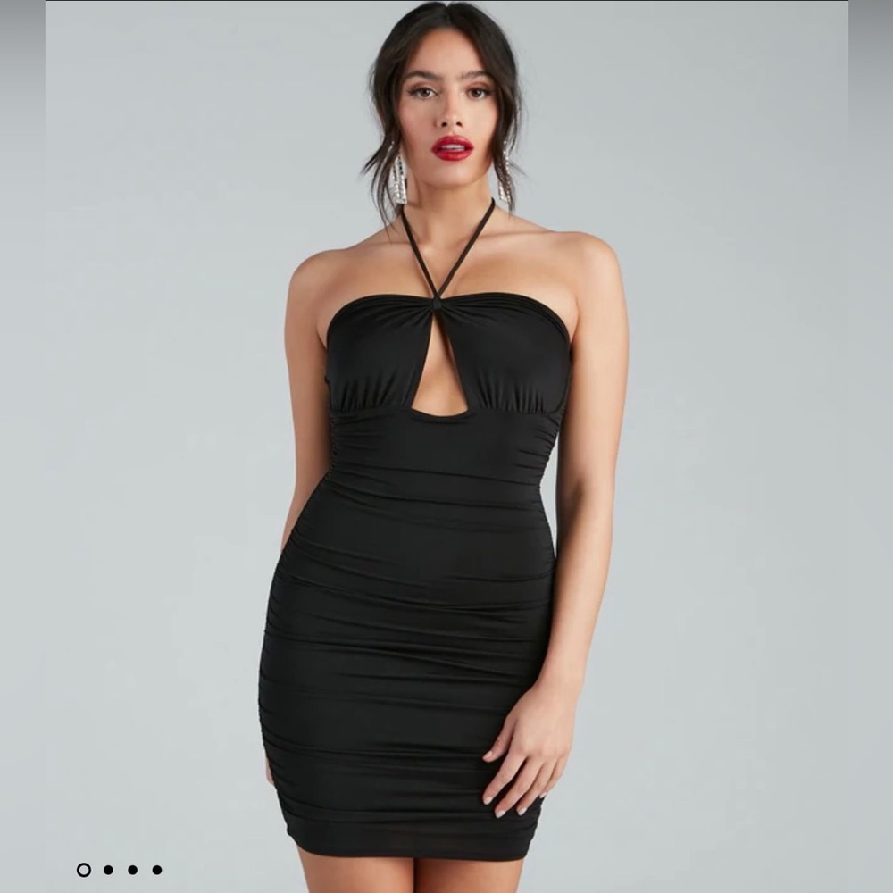 Infinite love ruched halter dress